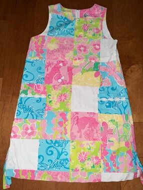 Lilly Pulitzer Girls Patchwork Shift Dress in Pink, Blue, Green, Yellow